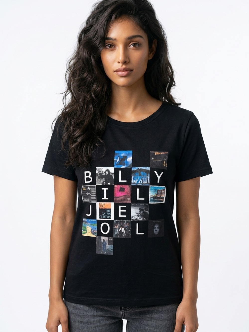 BILLY JOEL | Graphic Black T-Shirt Album Art Grid & Release Dates Unisex Size S